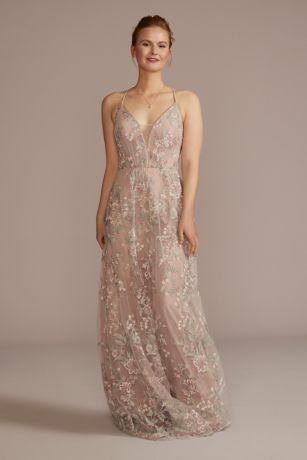 Floral embroidered hot sale bridesmaid dress